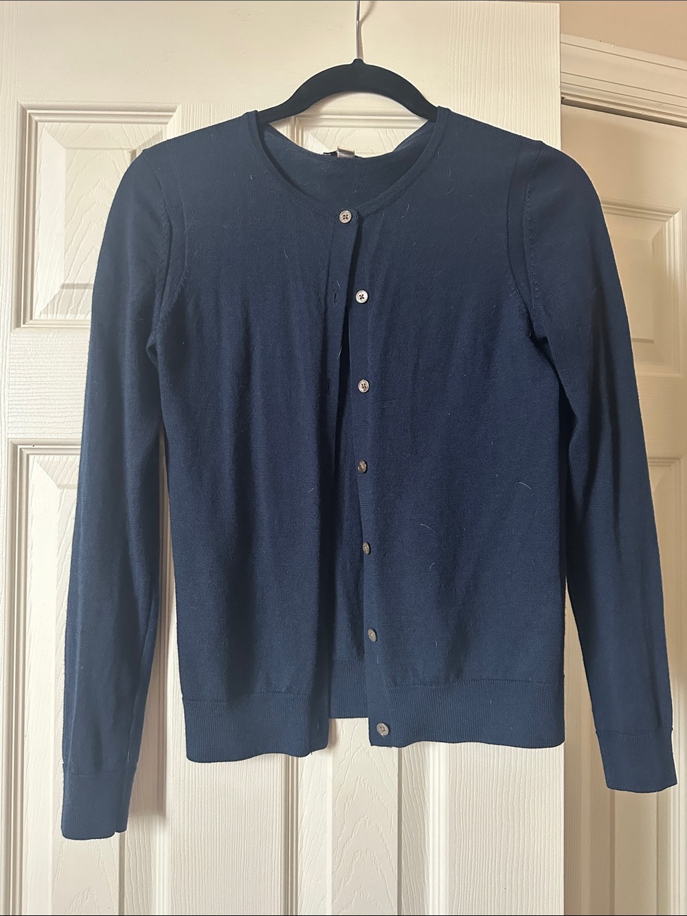 GAP Navy Button-Up Crewneck Cardigan